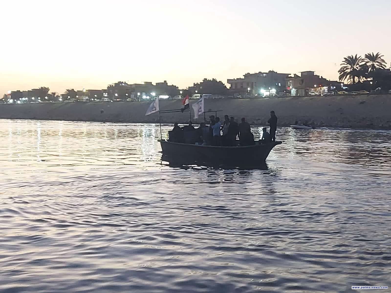 اللواء السابع النهري في الحشد الشعبي يواصل عمليات البحث في نهر دجلة عن جثمان حسين الحجيمي في الكريعات.